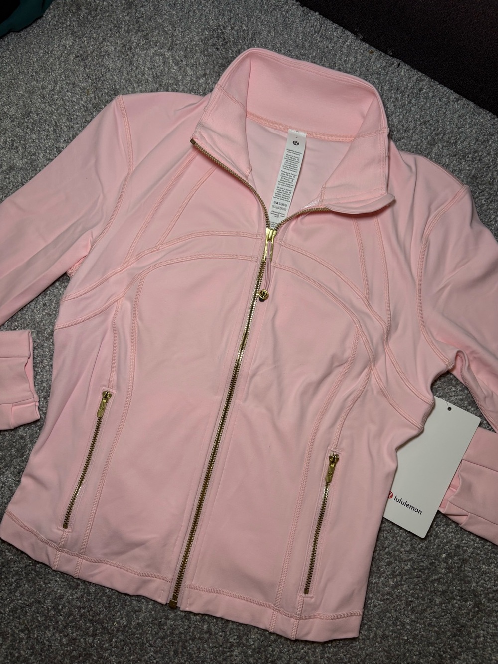 lululemon athletica Light Pink Zip Jacket with Gold Accents